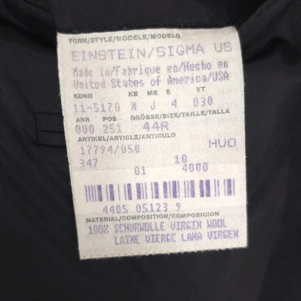 HUGO BOSS Men's Wool Blazer 44R Black Einstein Sigma‎ USA Made Tailored Classic